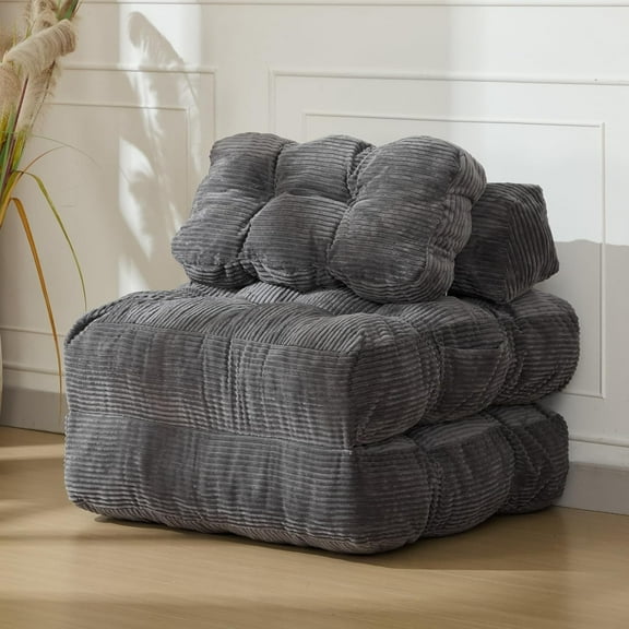 3-in-1 Folding Sofa Bed, Comfy Sleeper Chair with Back Support & Pillow, Convertible Floor Lounge & Single Bed for Apartment, Dorm, Guest Room