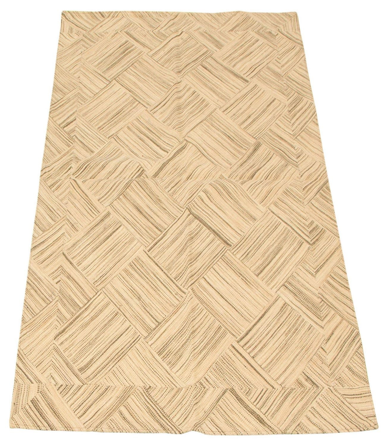 ECARPETGALLERY 5'2" x 8'0" Flat-weaves & Kilims Moldovia Patch Hand Made Area Rug for Living Room, Dining Room and Bedroom in Ivory