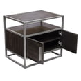thumbnail image 4 of Benjara Chek 26" Side Table NightStand-2 Doors-1 Shelf- Dark Brown-Silver Steel, 4 of 6