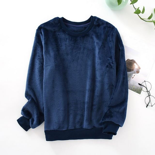 RKSTN Mens Pajamas Soft Crew Neck Long Solid Color T Shirts Lightweight Spring Lounge Sleepwear Fall Top