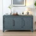 thumbnail image 2 of GZXS Rustic 3-Door Accent Sideboard in Navy Blue, 60-Inch Buffet Cabinet with Adjustable Shelves, Iron Linear Handles, and Pine Legs, for Living Room, Entryway, Foyer, 2 of 8
