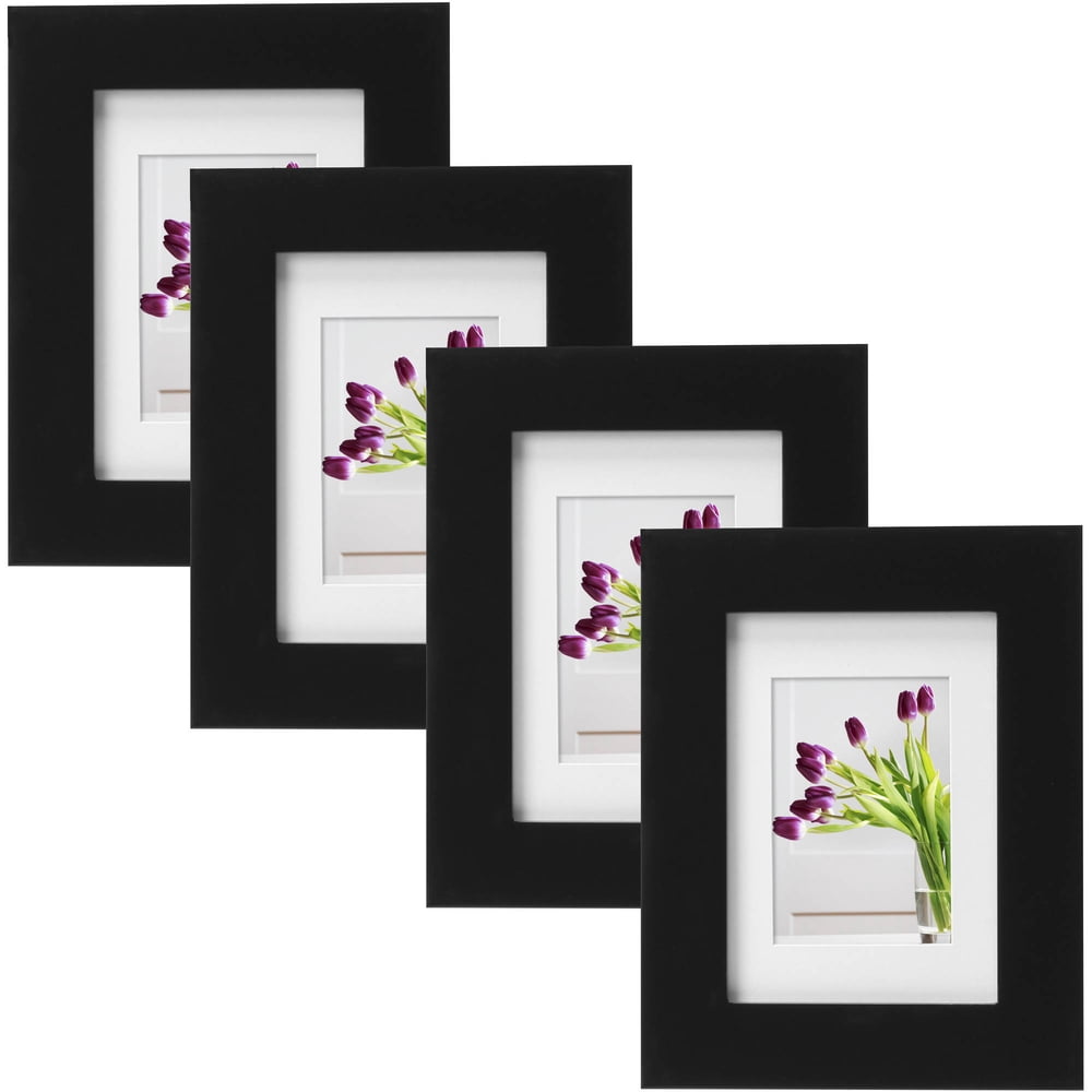 Mainstays Museum 5" x 7" Matted for 3.5" x 5" Picture Frame, Black, Set