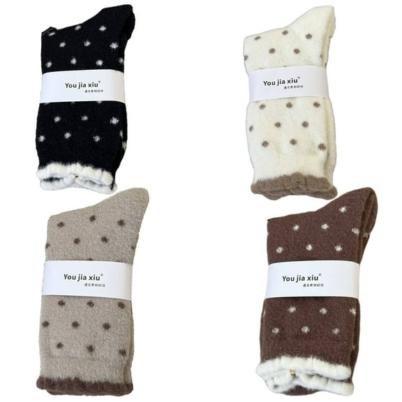 AUQ 4Pairs Socks Comfortable and Breathable Fuzzy Socks,Great for Home Wear Perfect Fit Long Socks,Style1