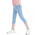 thumbnail image 6 of GYRATEDREAM Girls' Active Leggings - 2 Pack Below Knee Length Performance Yoga Pants with Pocket (Little Girl/Big Girl) 4-13 Years, 6 of 17