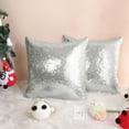 thumbnail image 3 of PiccoCasa 2 Piece Sequin Decorative Throw Pillow Covers for Sofa Bed, 16"x16" Silver Tone, 3 of 8