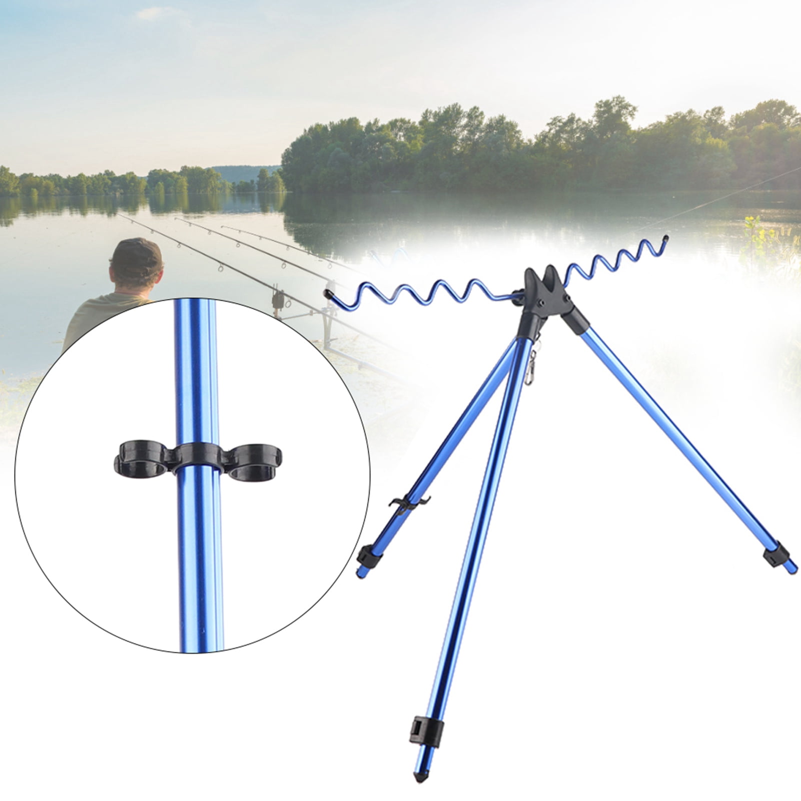 YAHHU Aluminium Alloy Dazzling Portable Sea Pole Bracket Tripod Telescopic Fishing Rod Stand Rest Tackle Accessory for Freshwater and Saltwater Outdoor Fishing Equipment