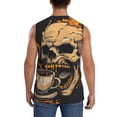 thumbnail image 4 of Lsque Grim Coffee Skull Print Men's Cotton Blend Sleeveless Muscle Shirts (S-3XL)- Moisture Wicking, Odor Protection, UPF 30+,X-Large, 4 of 8