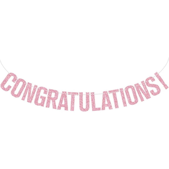 Pink Glitter Congratulations Banner, Congrats 2025 Graduation Bunting, Wedding Engagement Bridal Shower Graduation Farewell Party Decorations Supplies