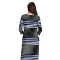 thumbnail image 5 of Jinhomg Women's 3/4 Sleeve Nursing Dress Fall Comfy Striped Print Midi Bodycon Dress Casual Pregnancy Breastfeeding Dress with Pockets Spring Saving Black L, 5 of 9