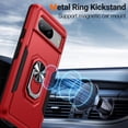 thumbnail image 5 of for Google Pixel 8 Case, -Grade Drop Protection Shockproof Phone Cover with Car Mount Ring Stand Kickstand Protective Phone Case for Pixel 8 6.2 inch, Red, 5 of 14