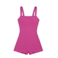 thumbnail image 4 of Pounoo Workout Sets for Women Ribbed Halter Neck Square Neck Bodysuit with High Waist Shorts Casual Gym Running Beach Matching Outfits, 4 of 5