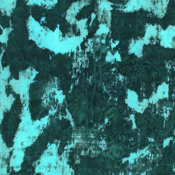 Ahgly Company Machine Washable Indoor Square Abstract Turquoise Blue Modern Area Rugs, 8' Square