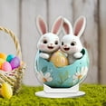 thumbnail image 4 of Easter Decorations Colorful Easter Bunny Tabletop Ornament,Spring Fashion Decorative Sculpture Figurine 2D Acrylic for Home Kitchen Easter Party,Birthday Gifts for Women White-u, 4 of 5