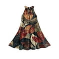 thumbnail image 6 of Abcomgle Girls Summer Dress Size 7-8 Casual Halter Neck Sleeveless Girls Dresses Camo Maple A-line Sundresses Swing Dresses 11-12 Years,Wine, 6 of 7