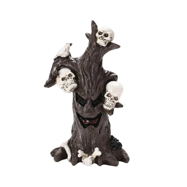 Escultura de estatua de de Halloween con cabeza de esqueleto, decoración de mesa para fiesta en chimenea interior.
