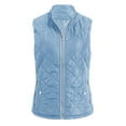 thumbnail image 4 of larppty Women's Vest, Stand Collar Lightweight Zip Up Front Quilted Padded Vest for Women (Light Blue, L), 4 of 6