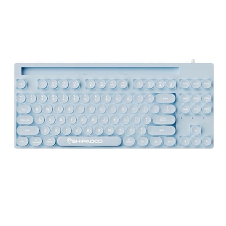 Gaming Keyboard Wear Resistant RGB Rainbow LED Backlit Smooth Quick Response Clear Characters Wired Keypad for Office Worker Typist Laptop Blue