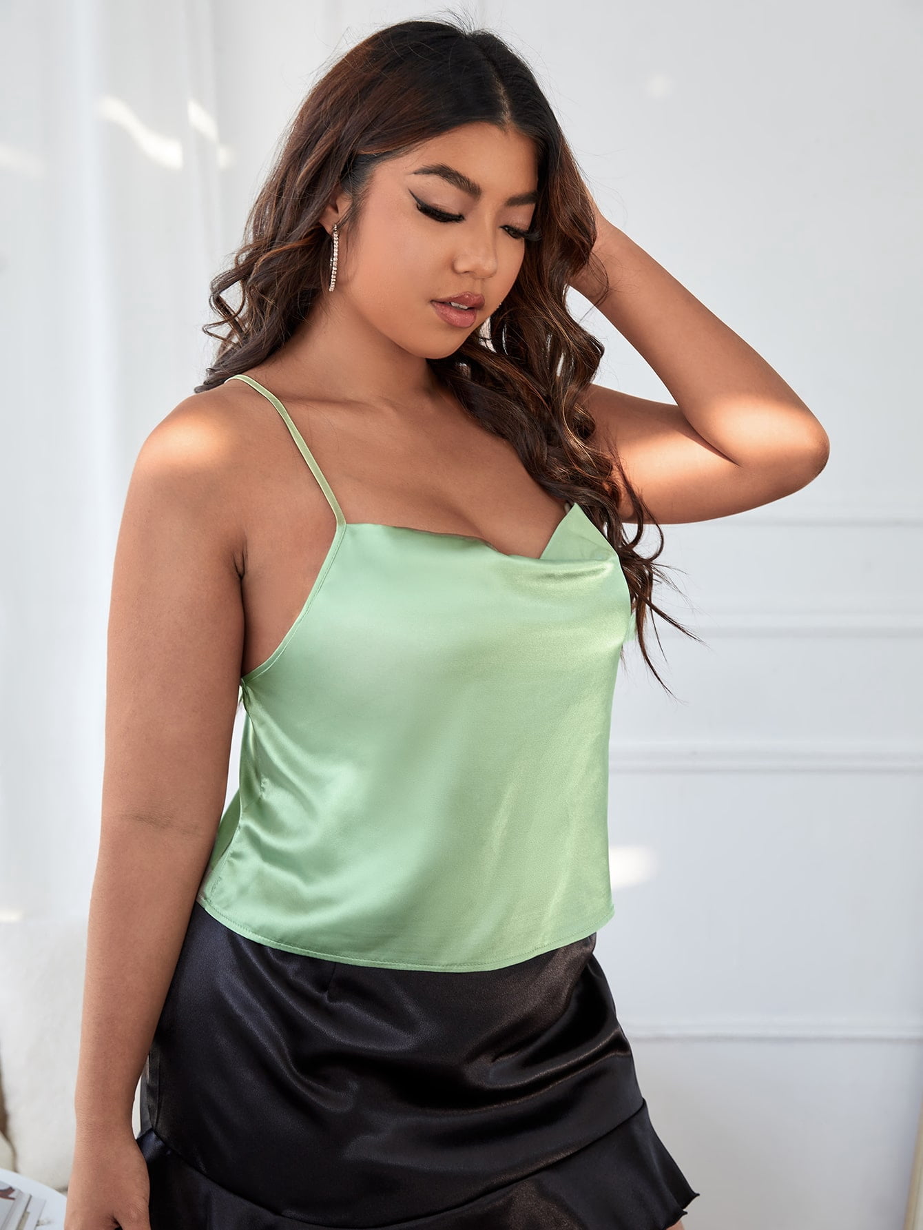 Sexy Mint Green Women's Plus Draped 