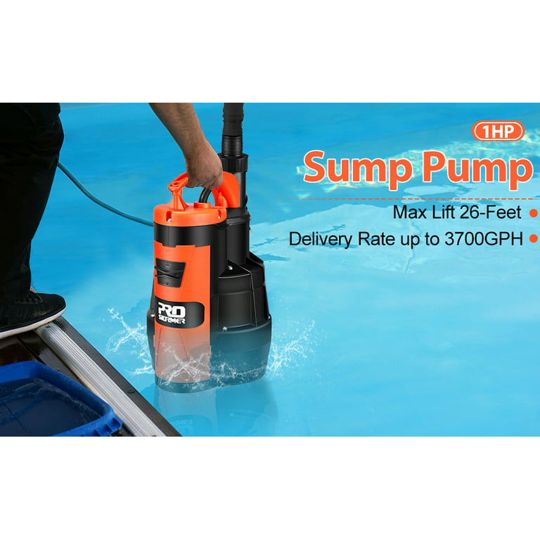  Sump Pump, Prostormer 3500 GPH 1HP Submersible Clean/Dirty  Water Pump with Build-in Float Switch for Pool, Pond, Garden, Flooded  Cellar and Irrigation : Everything Else
