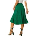 thumbnail image 3 of INSPIRE CHIC Women's Midi Skirts Solid Elastic Waist Flare A-Line Tiered Skirt with Pockets XL Green, 3 of 6