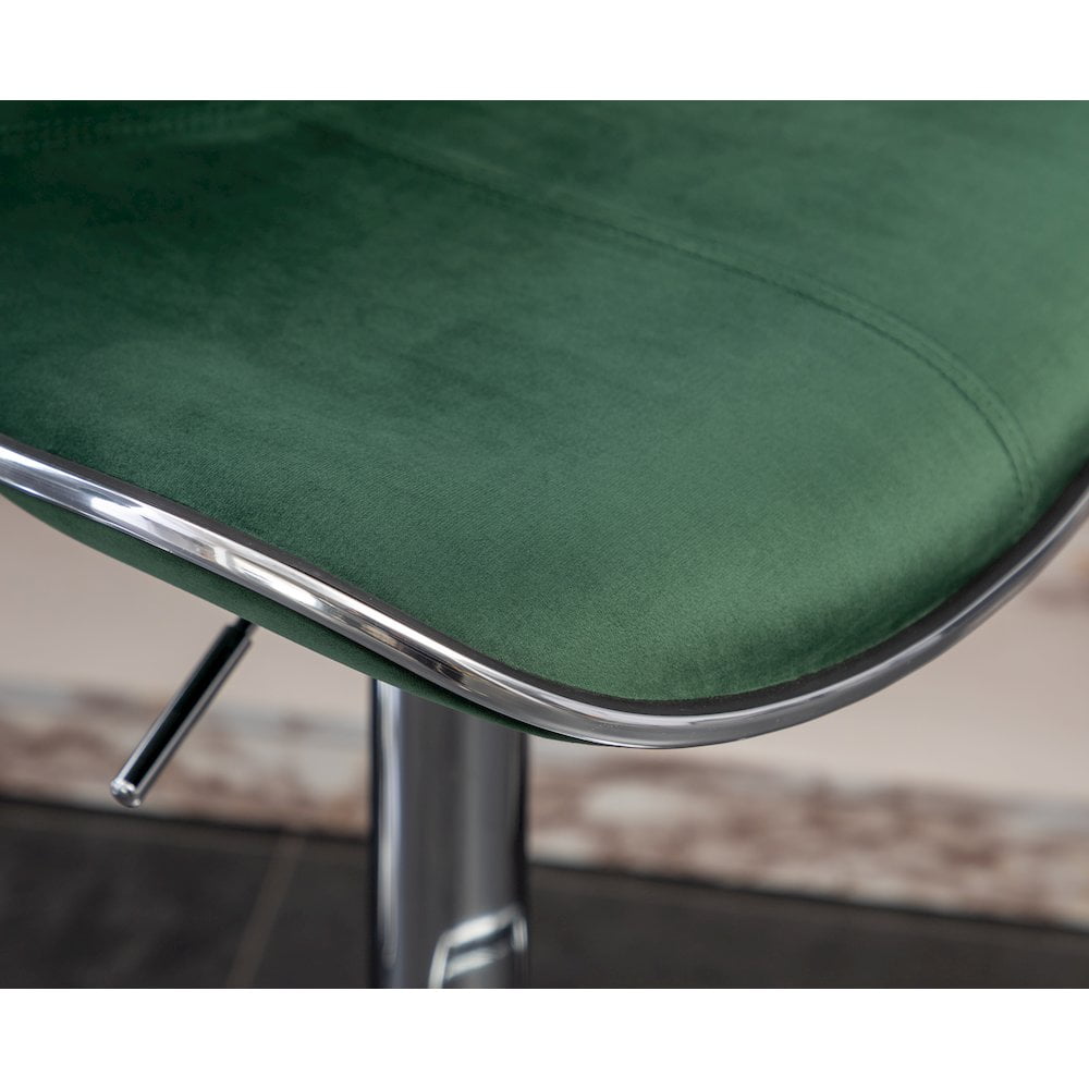 Masaccio Velvet Upholstered Adjustable Swivel Barstool(Set of 2) in Green