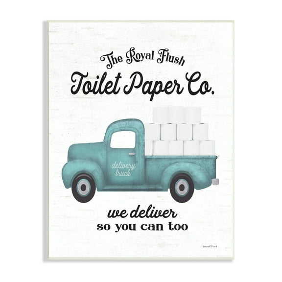 Royal Flush Toilet Paper Co. Blue Farmhouse Truck 10 in x 15 in Framed Drawing Art Print, by Stupell Home Décor