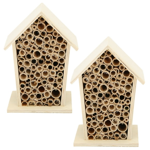 FLAMEEN Insect Shelter,2PCS Wooden Bee House Wood Bee Room Hotel Shelter Nests Box For Garden Decoration,Bee House