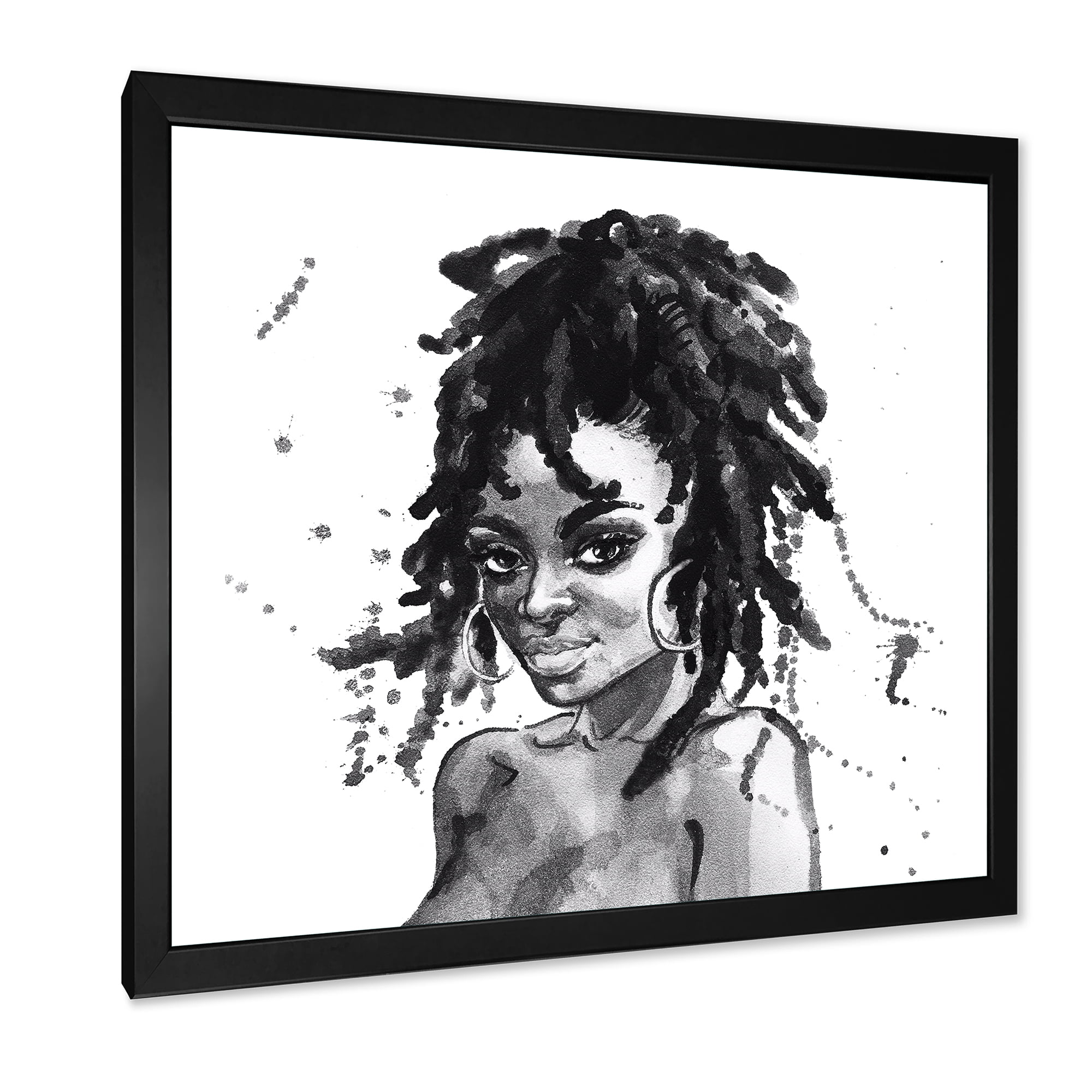 Designart 'Black and White Portrait of African American Woman II' Modern Framed Art Print