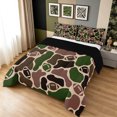 thumbnail image 2 of Manfei Vintage Rugby Print King Size Comforter Sets, Mid Century Camo Comforters King Size, Desert Tan, Black Reversible, 3 Pieces, 1 Comforter and 2 Pillowcases, 2 of 7