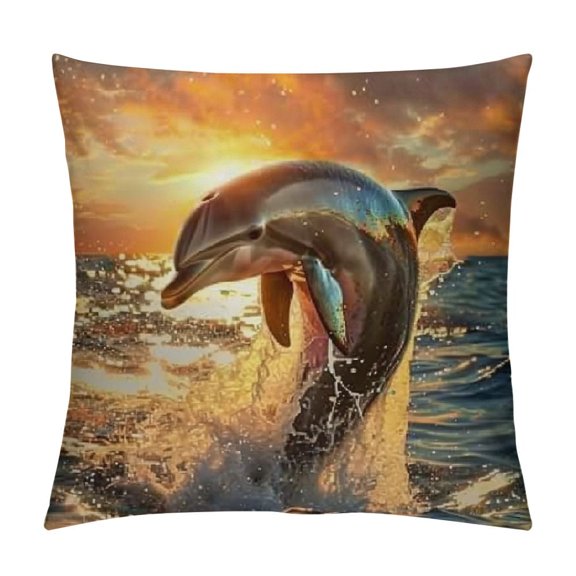 Throw Pillow Cover, Decorative Pillow Covers, Throw Pillow Cases, Landscape Ocean Sunrise Whale, Pillow Covers Decorative, Throw Pillows Covers