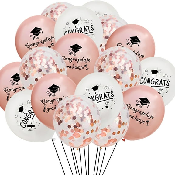 30Pcs Rose Gold Graduation Party Decoration 2023 Congrats Grad Balloons Confetti Balloons Class Of 2023 Proud of You Graduation Decors for High School College Graduation Party Supplies