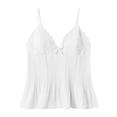 thumbnail image 3 of WEIWEN Tank Tops for Women Lace V Neck Crop Cami Spaghetti Strap Tank Top Summer Cute Flowy Peplum Shirts tx04-White, L, 3 of 3