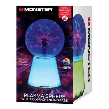 Monster 5" Plasma Sphere, Touch-Controlled, LED Color-Changing Base, 8.75", for Desk & Bedroom
