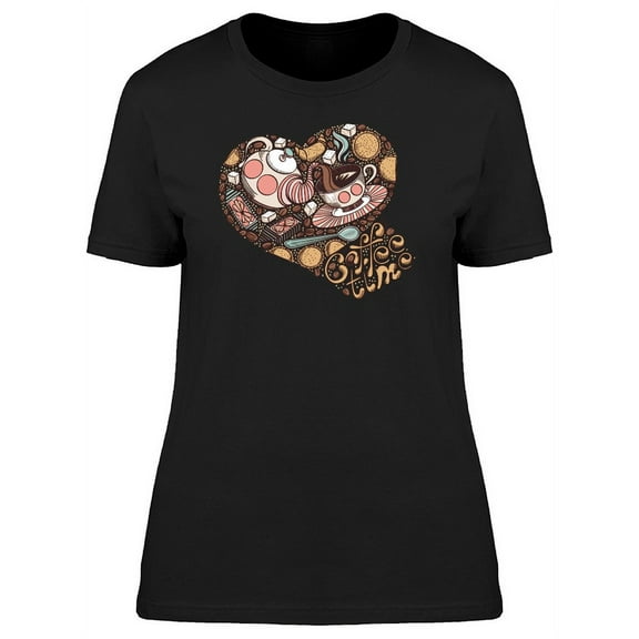 Coffee Time Heart Doodles T-Shirt Women -Image by Shutterstock, Female Small
