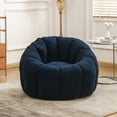 thumbnail image 3 of Bean Bag Chair, Bean Bag Sofa Chair with Armrests Stuffed High-Density Foam, Lazy Sofa Comfy Chairs Beanbag Chair for Adults in Living Room, Bedroom Reading (Dark Blue), 3 of 8