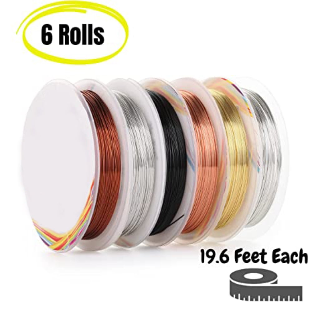 EASTIN 24 Gauge Beading Wire for Jewelry Making, 6 Rolls, 19.6 Feet