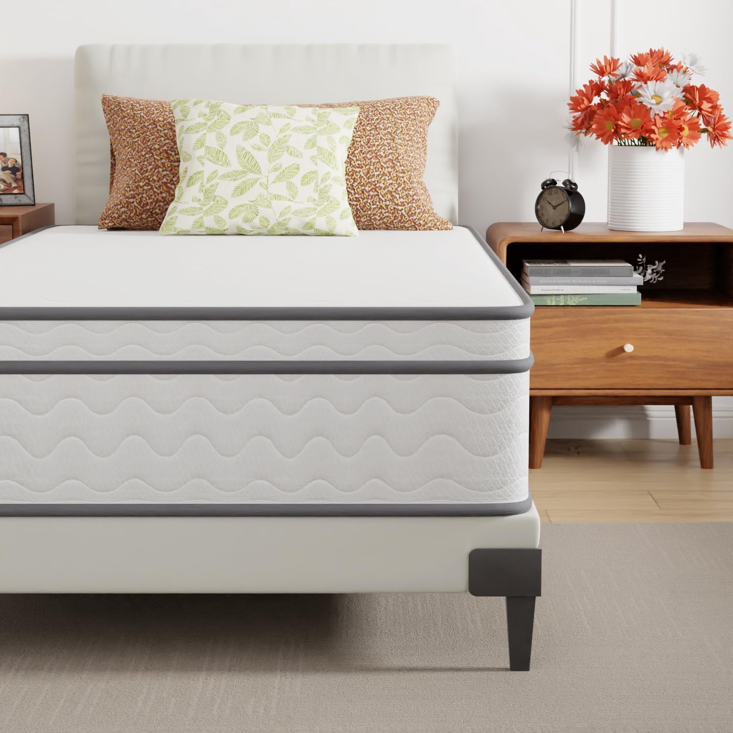 Dkelincs 12 inch Innerspring Mattress Gel Memory Foam Medium Firm Mattress Spring Mattress with Bamboo Charcoal, Twin