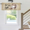 thumbnail image 5 of but First Coffee Window Valance for Kitchen, Farmhouse Latte Hot Drink Bean Brown Mottled Rod Pocket Short Curtain for Small Windows, Light Filtering Decorative Valance, 56 x 16 Inch, 1 Panel, 5 of 9