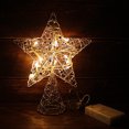 thumbnail image 4 of Estrella de árbol de Navidad CVHOMEDECO tejida en alambre plateado con luces LED blancas brillantes, 4 of 7