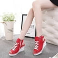 thumbnail image 4 of Women's Sneaker Shoes High Heel Fashionable Canvas Shoes High Tube Lace Up Wedge Edge Zipper Slope Angle Shoes Size 4-11, 4 of 17