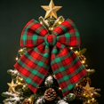 thumbnail image 5 of 1 PC Red Green Plaid Christmas Bow, 30 x 25 cm Wired Ribbon Bow for Tree, Wreath, Garland, Door, Mantel & Holiday Decor, 5 of 7