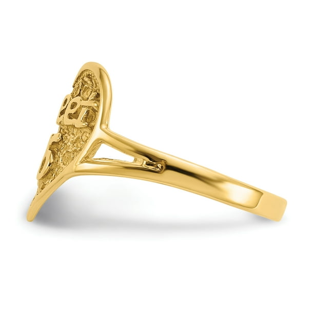 14k Yellow Gold Sweet Sixteen Girl 16 Birthday Heart Band Ring Size 6.00 Love Fine Jewelry For Women Gifts For Her