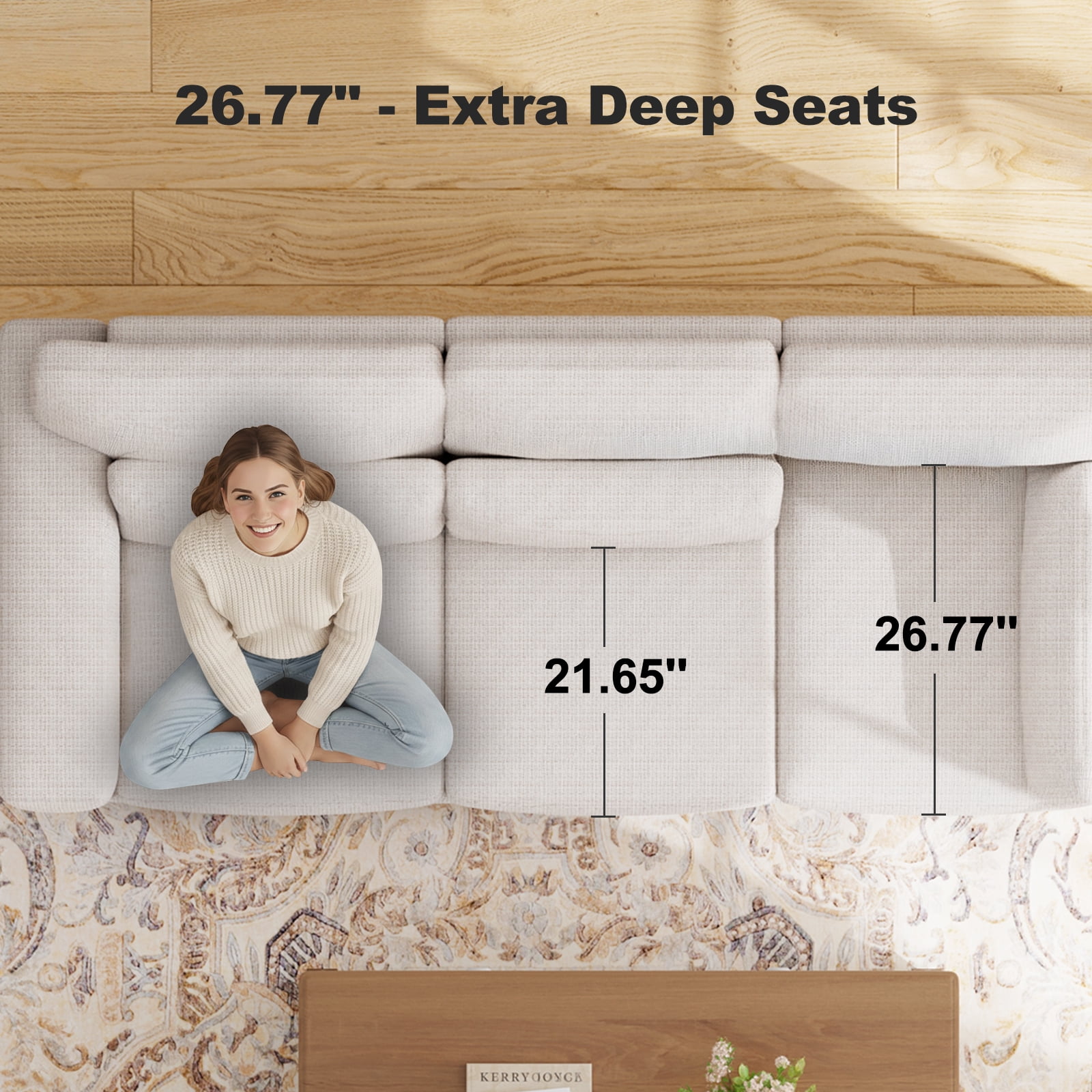 CHITOOMA 65" Loveseat Sofa for Small Spaces, Upholstered Couch with 2 Pillows and Removable Linen Cover, Deep Seat Sofa with Wide Armrests for Living Room, Bedroom, or Office, White