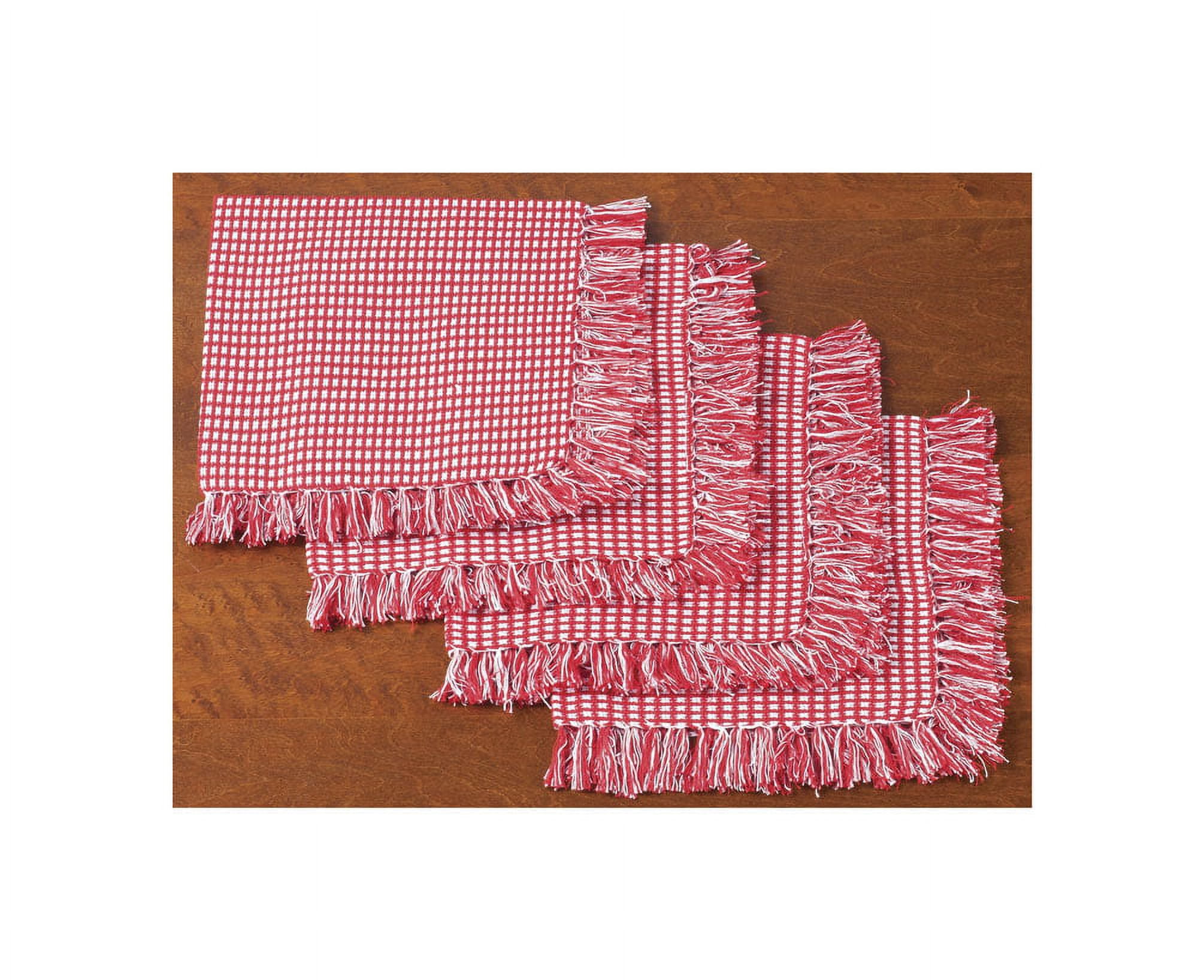 Lintex Linens Homespun Check Red 100% Cotton Napkin (Set of 4)