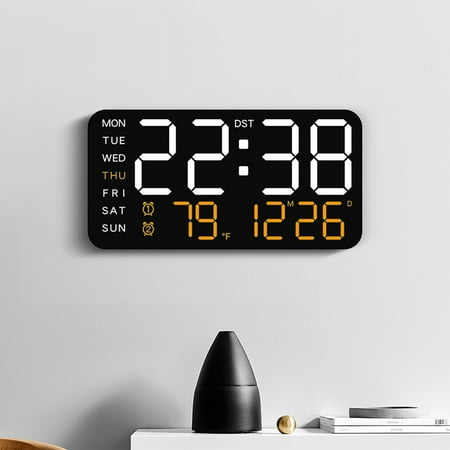 Digital Alarm Clock with Large LED Display | Shows Time, Date, Temperature | DST Auto-Adjust | Adjustable Brightness | Battery or Electric Powered | 8.46 Inch