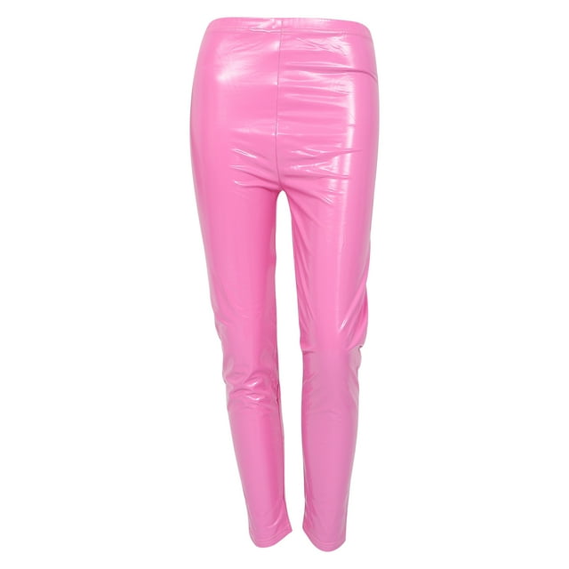 unbranded 1Ud Leggings De Cuero Rosa Para Mujer Con Elasticidad Ideal Para Salidas Y Eventos