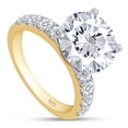 thumbnail image 2 of AFFY Moissanite Engagement Ring, Total 4.3cttw Round Cut Lab Created Diamond, 14K Yellow Gold Plated Sterling Silver Promise Anniversary Ring for Women Ring Size-7.5, 2 of 5