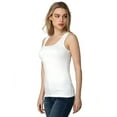 thumbnail image 5 of LiangRou Women's Mini-Ribbed Stretch Scoop Neck Tank Top Creamy White Small (US 2 4 6), 5 of 6