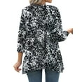 thumbnail image 4 of Fantaslook Plus Size Women Tunic Tops 3/4 Sleeve Dressy Casual Blouses Loose Flowy Floral Shirts, 4 of 8