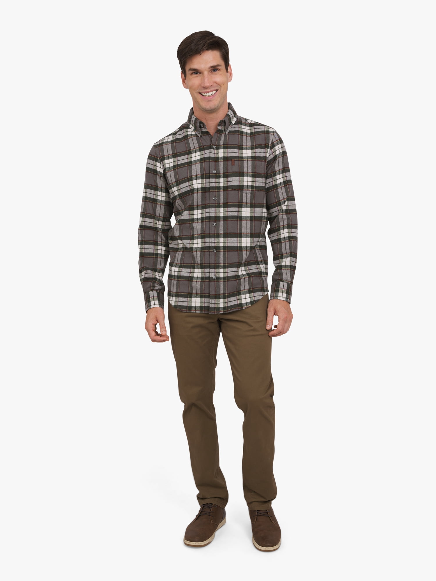 Chaps Men's and Big Men's Comfort Stretch Flannel Shirt, Sizes S-2XL